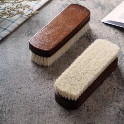 China Sustainable wooden shoe brush with wool hair, soft hair silverware brush, wooden hair shoe brush for sale