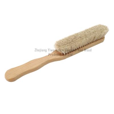 China Viable Wooden Daily Clothes Brush Beech White Horse Hair Cleaning Brush Cleaning Coat Hat for sale