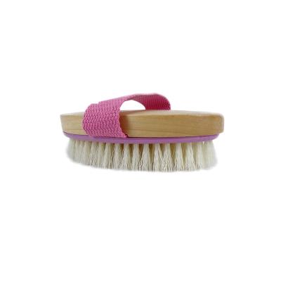 China Portable PP Wooden Bath Brush with Pink Nylon Rope, Bath Rub Back Massager Bath Brush, Wooden Bath Brush for sale