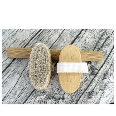 China All Natural Wooden Bath Brush, Wooden Horse Hair Bath Massage Brush, Soft And Comfortable Wooden Cleaning Brush for sale