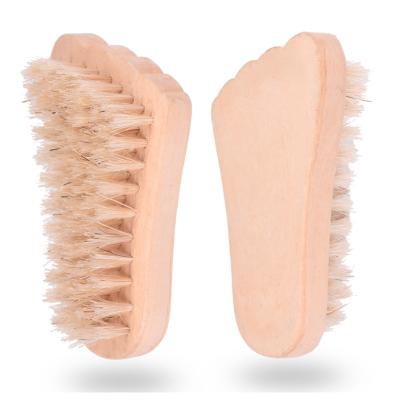 China NAIL PP wooden foot shaped nail brush, can be to customize a variety of nail brush styles, personal nail cleaning for sale