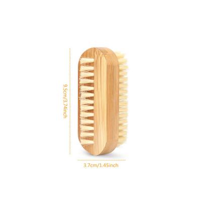 China NAIL factory direct sales double sided nail cleaning brush, bamboo bristle hair nail brush for sale