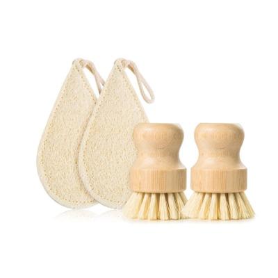 China Sustainable Bamboo Loofah Cleaning Brush Dish Cleaning Brush and Sisal Pot Bamboo Brush for sale