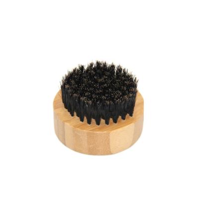 China Sustainable Beard Brush Men's Bamboo Bamboo Around Yellow Head Black Hog Hair for sale