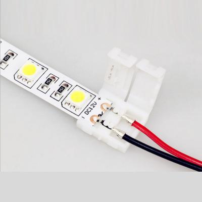 China 2 PIN Solderless Led Strip Connector 8mm 10mm width strip to strip cable adapter for 5050 2835 8mm-10mm for sale