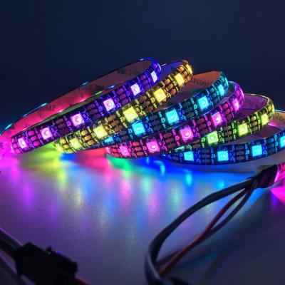 China Warehouse/hotel/office led magic strip light 5050 30leds 60leds 144leds DC5V each led acronym can control WS2812B WS2811LED flexible light for sale