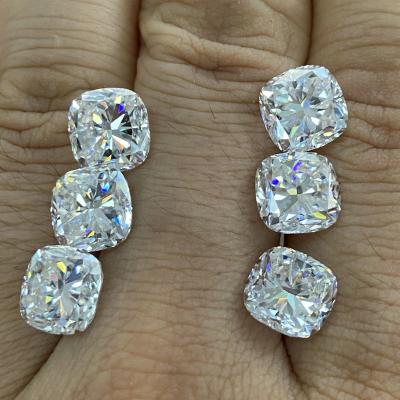 China Hot selling 3ct color play or fire cushion cut synthetic moissanite gemstone for ring for sale