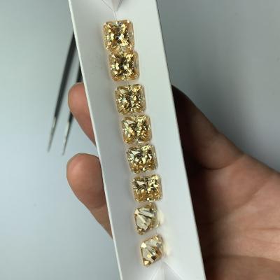 China Good Quality Color Set Or Fire Asscher Machine Cut Loose Stone Champagne Moissanite 1CT 2CT Moissanite With GRA for sale