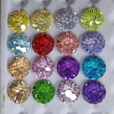 China Color Play Or Fire Loose Zirconia Gemstone Fireworks Chrysanthemum Cut Special Cut Loose Glass Zircon Gemstone For Jewelry Making for sale