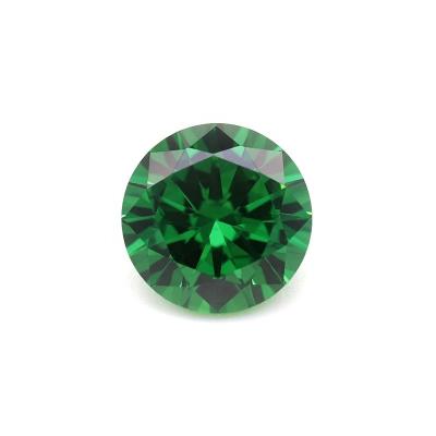 China Color Play Or Fire High Quality Artificial Green CZ Diamond Cut Round Loose Cubic Zirconia Price Per Carat for sale