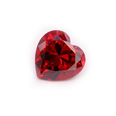 China Color Set or Fire Machine Cut Heart Cut Garnet Cubic Zirconia Diamond Jewelry Synthetic Gemstones for sale