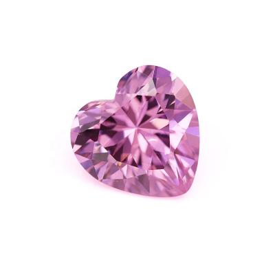 China Factory Wholesale Pink Color Set Or Fire Diamond Stone Heart Cut Cubic Zirconia Synthetic Stones for sale