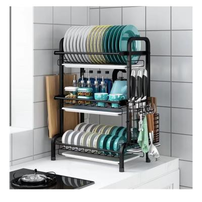 China Three viable stainless steel plate storage rack, a variety of tableware storage water filter rack for sale