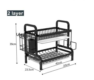 China Three tier sustainable kitchen cutlery storage rack with strainer dishes for easy cleaning for sale