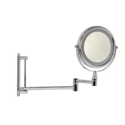 China Double Sided Magnifying 1-3X Magnifying Mirror On Stand Free Standing Tabletop Mirror With 360 Rotation LED Bubble Vanity Cosmetic Mirror for sale