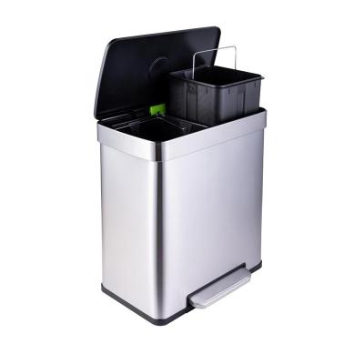 China Stainless Steel Foot Pedal Rubbish Bin Viable Wholesale Recycling Trash Can for sale