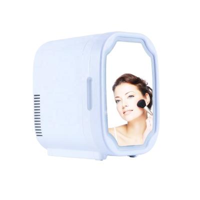 China Cooler& Warmer Mini Fridge Beauty Refrigerator With Mirror and LED Lighting Food Refrigeration 8L High Capacity Skin Care, Makeup Storage for sale