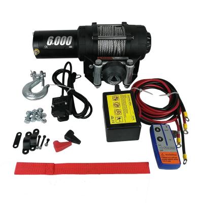 China 12V/24V DC Electric Winch AUTOMATIC Wire Rope Winch Remote Control ATV/UTV 6000lbs Winch Set Overseas for sale