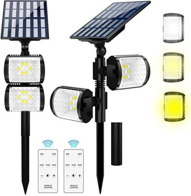 China Garden Landscape Solar Spotlights Outdoor Garden 3 Colors 5 Brightness 2 Heads NEW for sale