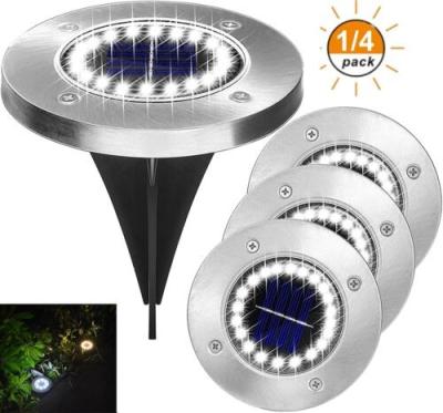 China 4pack 8 LED Garden Solar Power Flat Buried Light Sin-earth Outdoor Path Garden Lamps for sale