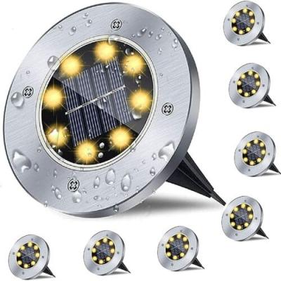 China Solar 8-20 LED Garden Under Lights 1/4pack Ground Disc Garden Path Outdoor Lawn Lights for sale