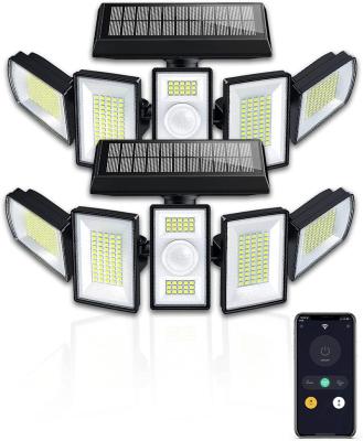 China New Garden Jiller Phone 5-Head 300 LED Solar Flood Lights Outdoor Security Remote Waterproof Wireless Motion Sensor for sale