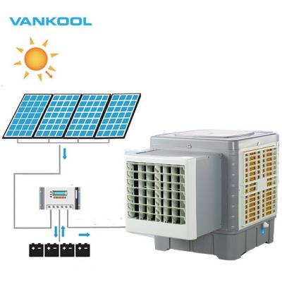 China axial 4-blade factory cost evaporative type water cooling window air conditioner with solar panel for sale