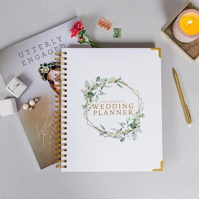 China Modern Wedding Planner Notebook Floral Spiral Wedding Planner Notebook OEM High Quality Gold Hardcover Gold Journal Manufacturer for sale