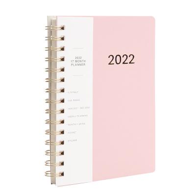 China High Quality Sublimation Hardcover 17 Month Journal Printing Business Spiral Custom Agenda Goal Notebook 2022 Monthly Weekly Planner for sale