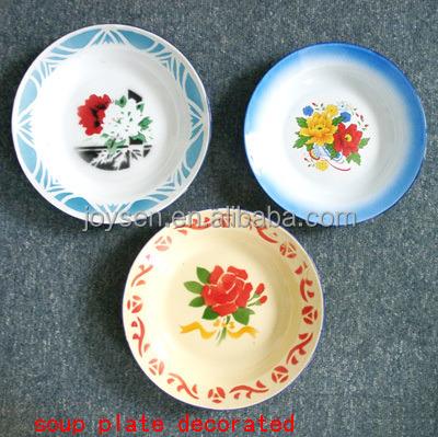 China Flower Design Enamel Viable Soup Dish for sale