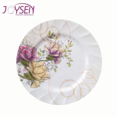 China Sustainable China Factory Supply Restaurant Unbreakable Flower Design White Plastic Dish for sale