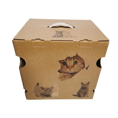 China Recycled Materials Cardboard Box Packaging Boxes Cats And Dogs Pet Carrier Package Box White Corrugated Bx Thickness 6 Packaging for sale