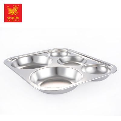 China Sustainable Fashion Rectangle Delimit 5 Compartment Hospital Food Dish With Eco Friendly Material for sale