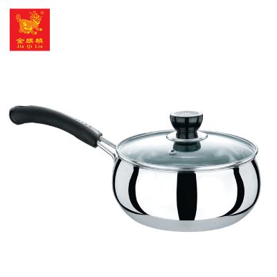 China Low Cost Sustainable Soup Cooking Plastic Handle Stainless Steel Pot Pan For Home Use for sale