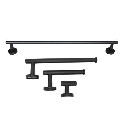 China Hot Black Bathroom Accessories Stainless Steel Towel Rack Towel Rack Set Circular Tube Wall Mounted Amazon Sale for sale