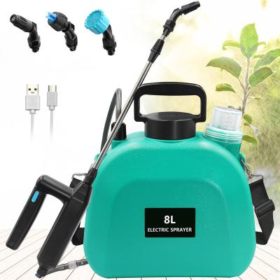 China Home Garden Cordless Battery Electric 8L Water Bottle Rechargeable Plastic Garden Pump Sprayer With Measuring Cup for sale