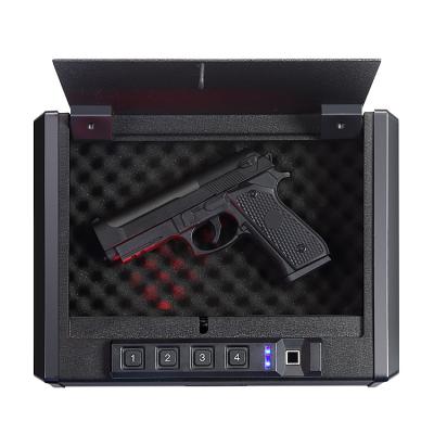 China Solid Steel Fingerprint Box Cash Digital Jewelry Security Box Gun Safe Gun Storage With Inner Red LED Light for sale