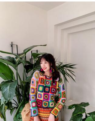 China 2020 Factory Custom Anti-shrink Handmade Hollow Sweater Colored Cotton Yarn Sweater Sweater Women New for sale