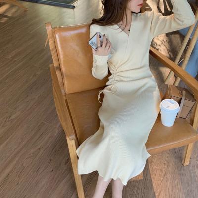 China Factory Wholesale Anti-Static Women's Knitted Dress Drop Waist Slimming Bottoming Sweater Dresses for sale