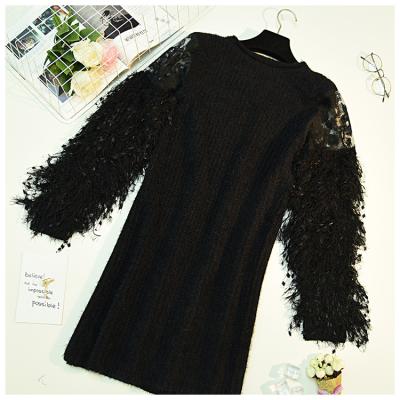 China 2020 Autumn New Hand-crocheted Fringed Women Sweater Anti-pilling Lace Knitted Mohair Long Skirt One-Piece Dress Custom Made In China for sale