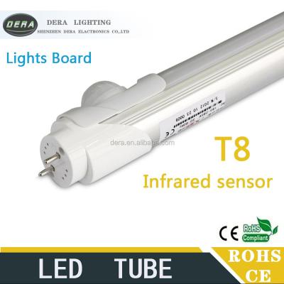 China Warehouse high bright T8 600mm 2ft 9W PIR led infrared motion sensor t8 led tube light for sale