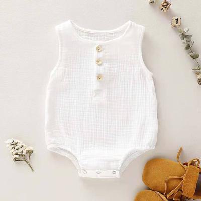 China Comfotable Factory Sale Plain Sleeveless Baby Clothing Jumpsuits Baby Boy Neutral Bamboo Rompers for sale