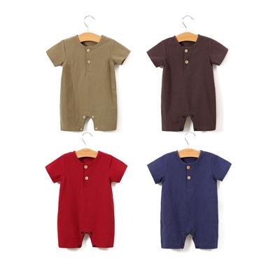 China Comfotable Soft Comfy Baby Boy Rompers Short Sleeve Cotton Baby Romper Pajamas For Summer for sale