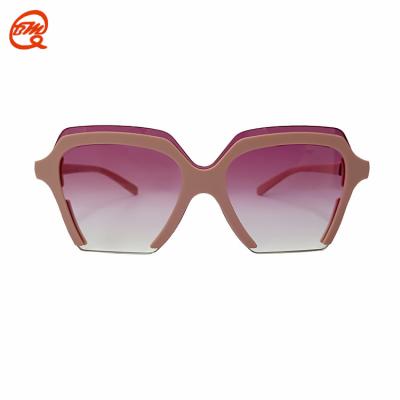 China Fashion Square Sunglasses QBM 1024 Big Frame Female Designs Sunglasses With Silicone Material for sale