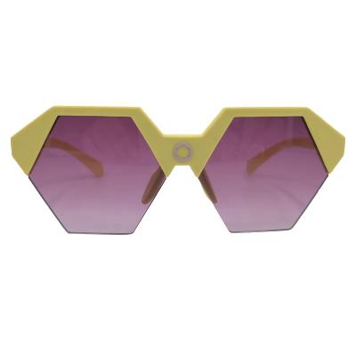 China Fashion Sunglasses Half Rim Woman Man Yellow Frame Nylon Lens UV Sunglasses Shape Unisex Designs Gradient for sale