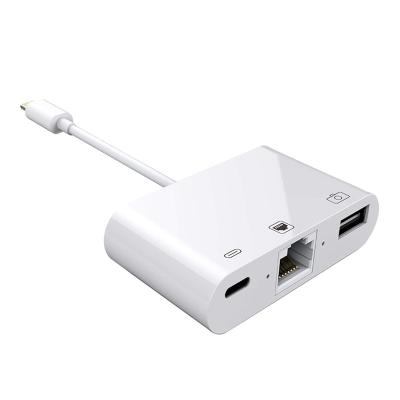 China Easy Ethernet LAN Wired Network Adapter, Installation 3 in 1 Ethernet Cable Adapter with 3 USB Camera Adapter and Charging Port for sale