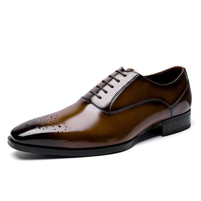 China Newest Handmade Deodorization Men Wedding Formal Business Shoes Lace Up Genuine Leather Men's Elegant Shoes Brown Black Brogue Shoes For Men for sale