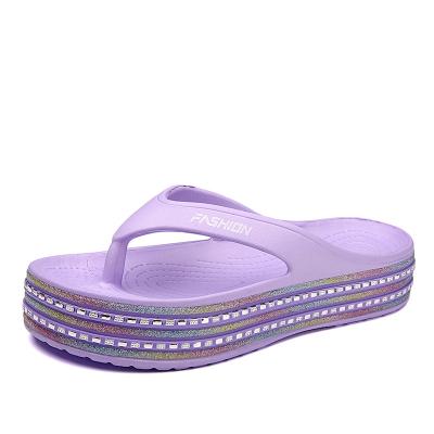 China New Design Women Summer Breathable Flexible Slippers Light Increase Eva Beach Flip Flop High Slippers CUSHIONING Slides Women Sandals for sale