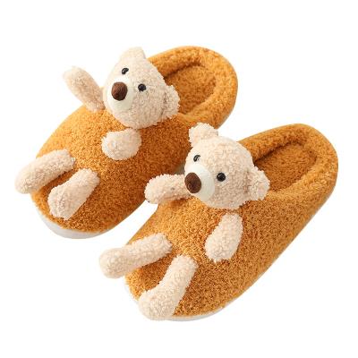 China CUSHIONING Women Home Soft Plush Teddy Bear Cartoon Shoes Faux Fur Winter Cute Indoor Slippers Soft Antiskid for sale