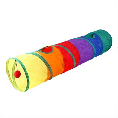 China Hot Selling Colorful Polyester T Shape Pet Tunnel Viable Pet Accessories Foldable Cat Tunnel for sale